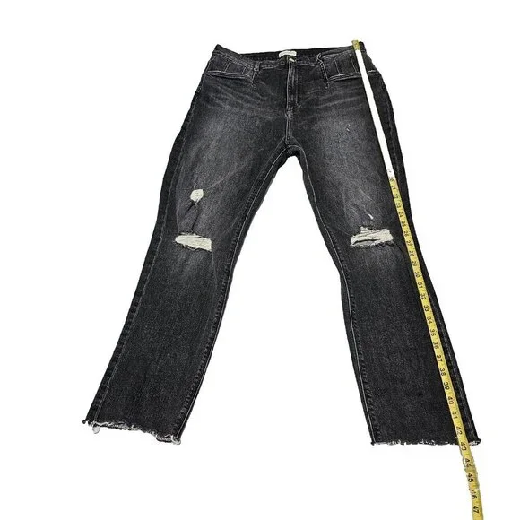 Favorite Daughter Jordie Charcoal Gray Distressed Jeans Size 34 Stretch Cotton - Picture 5 of 16